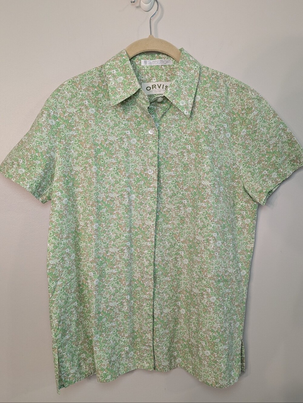 Orvis 100% Cotton Floral Short Sleeve Top Small
